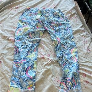 Lilly Pulitzer Blue and Pink Patterned Pants